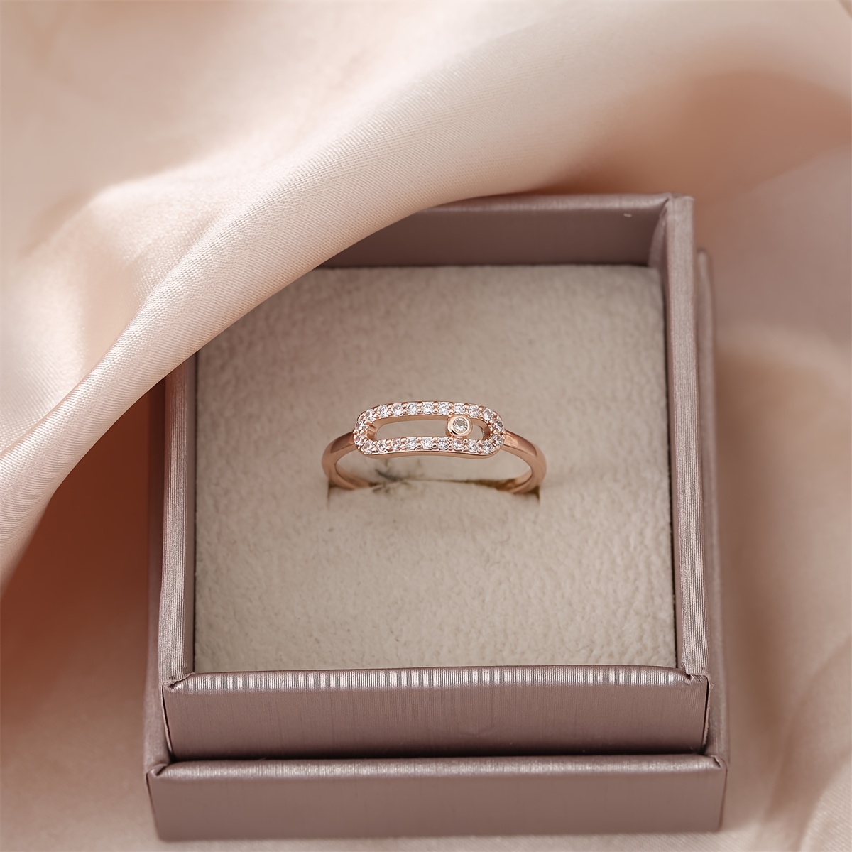 Adjustable Copper Ring with Zirconia Stones Unisex Jewelry